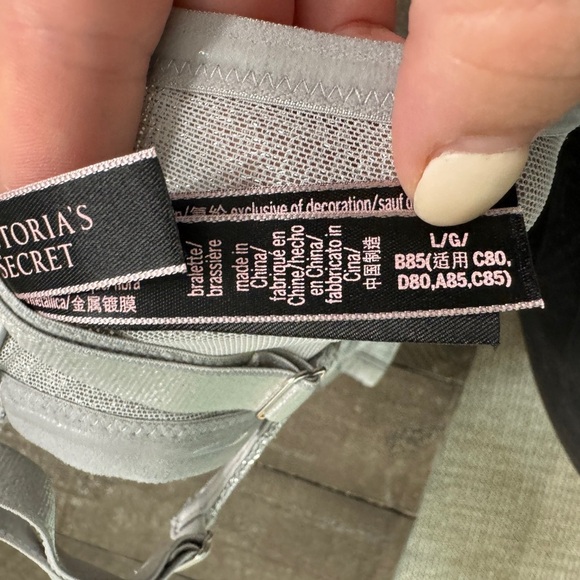 VICTORIAS SECRET NWT Silver Gray Metallic Mesh Bralette Sheer With Boning Size L - Picture 5 of 8